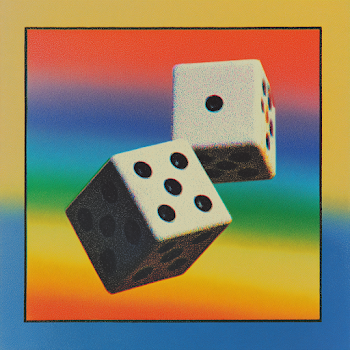 Floating Dice with Rainbow Gradient Background