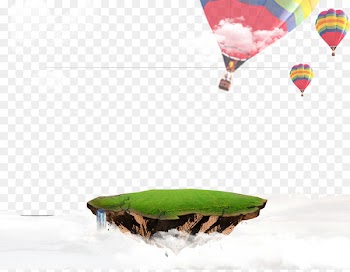 Floating island Hot air balloon Wallpaper - Floating island 