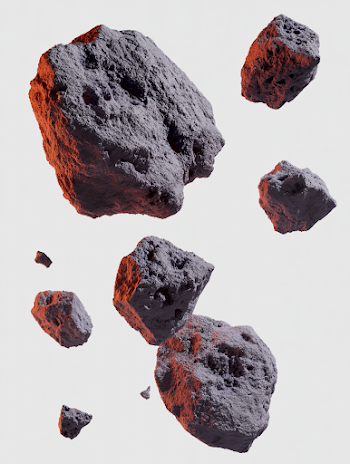 Floating Rocks with Glowing Highlights