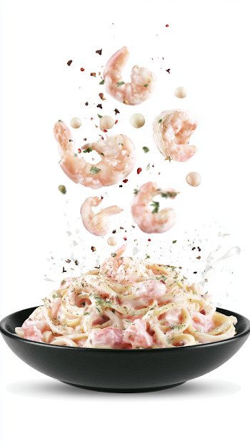 Floating Shrimp Pasta with Soft Pink Sauce