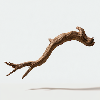 Floating Tree Branch on White Background