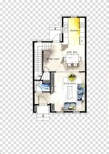 Floor plan Interior Design Services Architecture House, Color painted decorative apartment plan transparent background PNG clipart