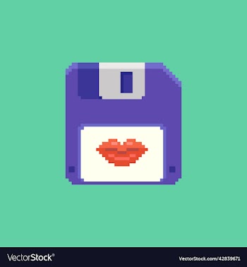 floppy disk with red female lips