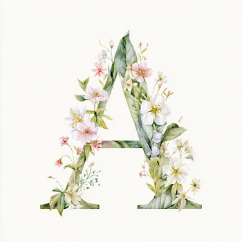 Floral Alphabet A Watercolor Design