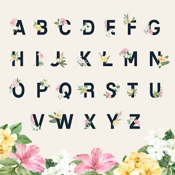 Floral alphabet Free Vector