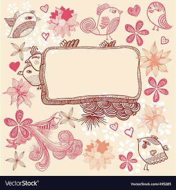 Floral and birds sketch vector image