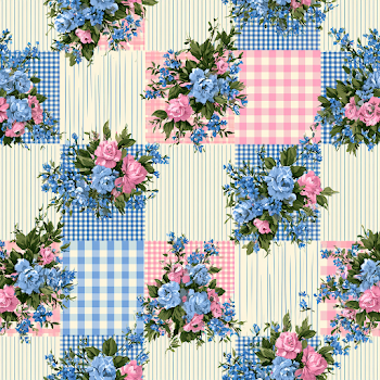 Floral and Plaid Patchwork Pattern