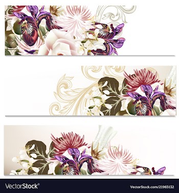  					Floral backgrounds set with flowers vector image														