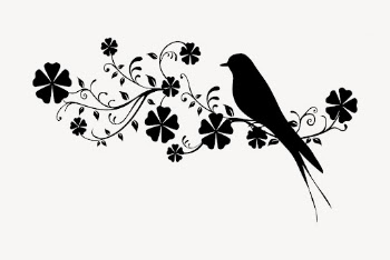 Floral bird silhouette collage element, | Free PSD - rawpixel