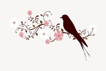Floral bird silhouette collage element, | Free PSD - rawpixel