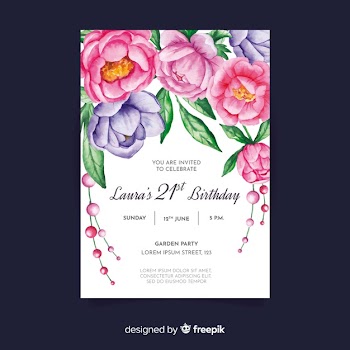 Floral birthday invitation template Free Vector