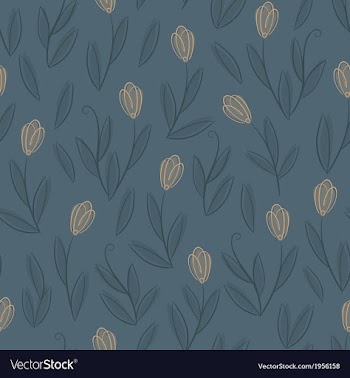  					Floral blue seamless pattern with yellow tulips vector image														