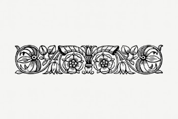 Floral border collage element, vintage | Free PSD - rawpixel