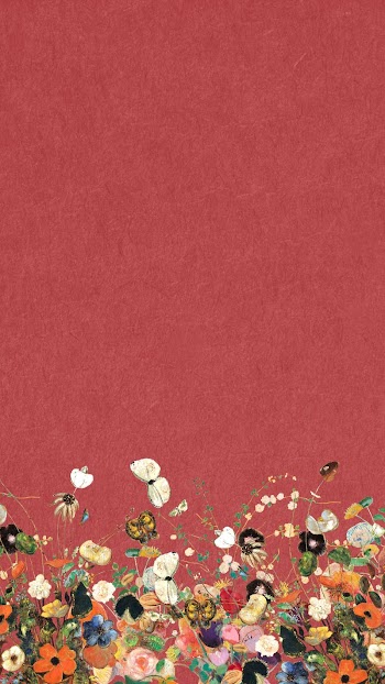 Floral border, red mobile wallpaper, | Free Photo - rawpixel