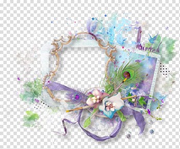 Floral border template, frame, Feathers, ribbons decorated frame transparent background PNG clipart