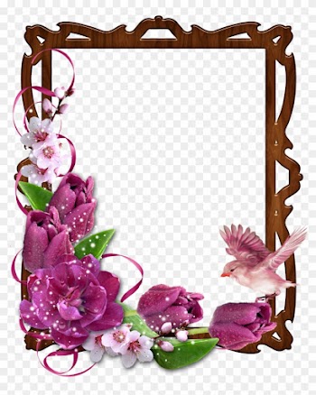 Floral Border Wooden Photo Frame With Bird And Flowers - Flower And Ribbon Border Cliparts