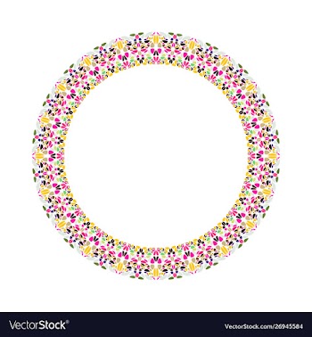 Floral circular frame - abstract element vector image