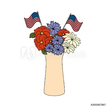 floral decoration with USA flags in vase design