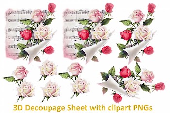 Floral Decoupage sheet or collage sheet. Printable and PNGs