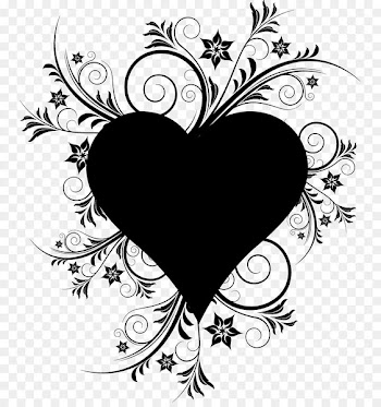 Floral Design, Black White M, Visual Arts, Heart, Blackandwhite PNG