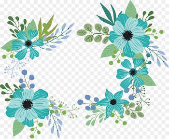 Floral design Blue Flower Green - Romantic green flowers title box 