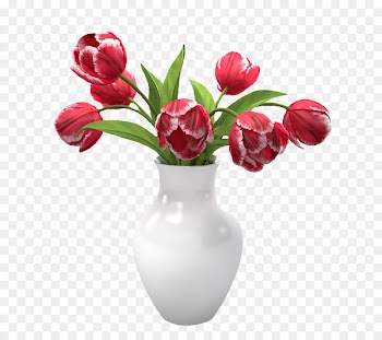 Floral design Flower bouquet Vase Tulip - A bouquet of red flowers on a white edge 