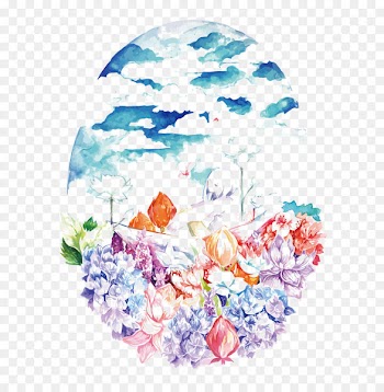 Floral design Flower bouquet Watercolor painting Sky - Vector watercolor sky under the flowers 