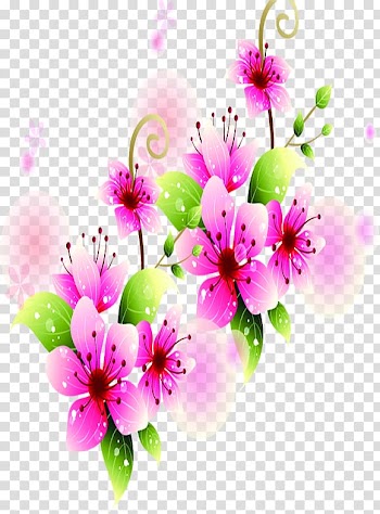 Floral design Flower, Pink flowers, green leaves ring transparent background PNG clipart