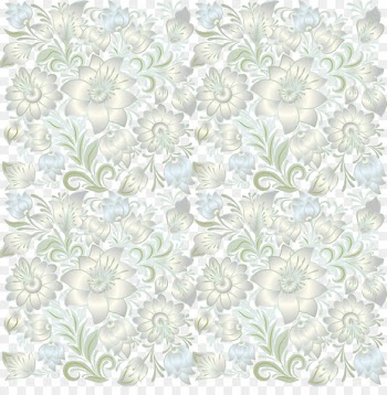 Floral design Green Lace Pattern - Silver flower background 