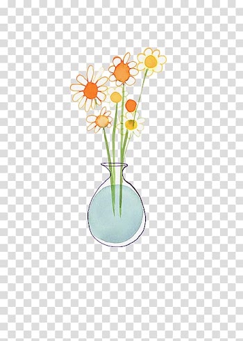Floral design , Hand-painted flower vase transparent background PNG clipart