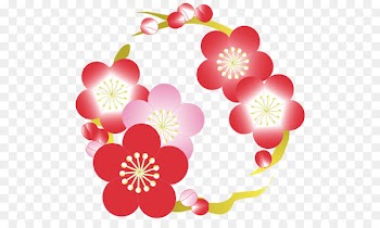 Floral design Hinamatsuri Flower New Year card Doll - flower 