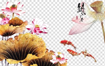 Floral design Mural Gongbi Wall, Lotus leaf fragrance transparent background PNG clipart