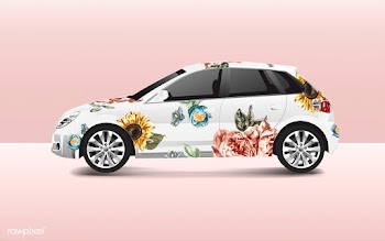 Floral design on a hatchback car vector | Free stock vector - 540282