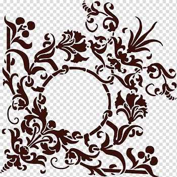 Floral design Stencil, European big black circle flower transparent background PNG clipart