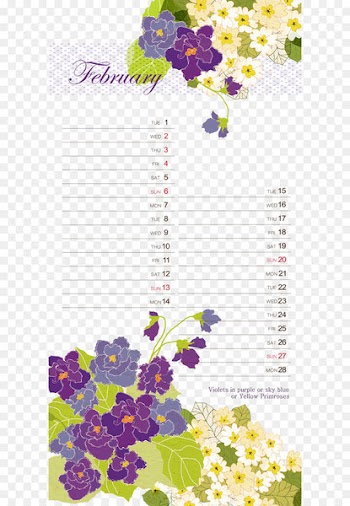 Floral design Text Flower Pattern - February calendar background pattern template 