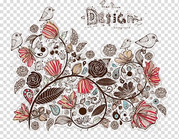 Floral design Text Pattern, flowers transparent background PNG clipart