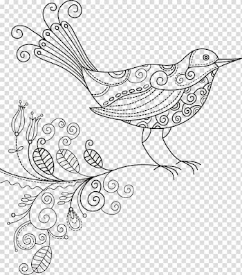 Floral design Wall decal Illustration, Line Birds transparent background PNG clipart
