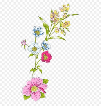 Floral design Watercolor painting - Colorful floral decoration material 
