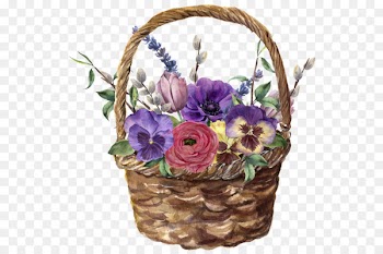 Floral design Watercolor painting Flower Basket - Watercolor basket 