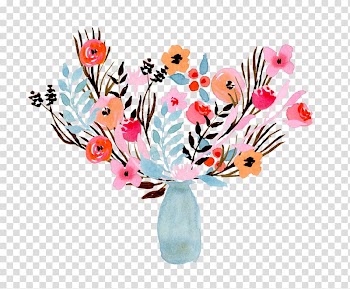Floral design Watercolor painting Flower bouquet Vase Blume, Hand-painted vases transparent background PNG clipart