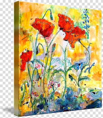 Floral design Watercolor painting Modern art, Poppies Watercolor transparent background PNG clipart