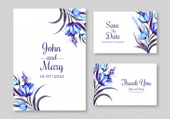Floral design wedding invitation card template Free Vector