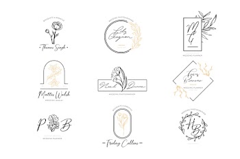 Floral elegant logos set Free Vector
