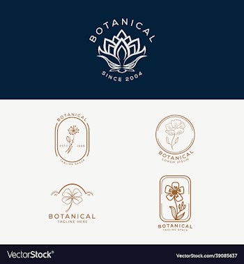 floral element botanical hand drawn logo with wild