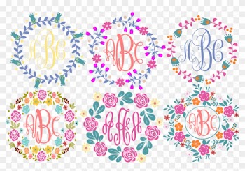 Floral Flower Wreaths Monogram Frames Svg Cut File - Flower Monogram Frame Svg