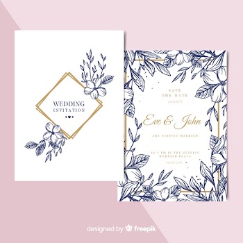 Floral frame invitation card template Free Vector