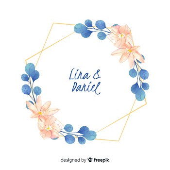 Floral frame invitation card template Free Vector