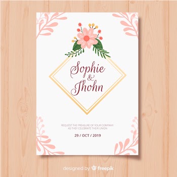 Floral frame invitation card template Free Vector