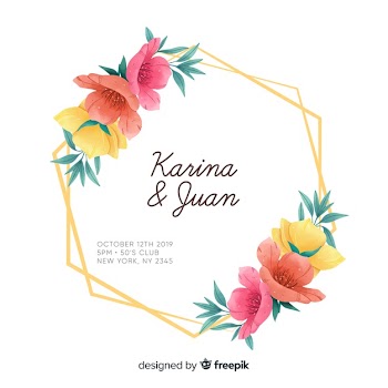 Floral frame invitation card template Free Vector
