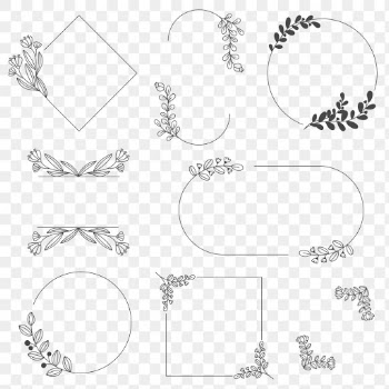 Floral frame png ornament in black watercolor… | Free stock illustration | High Resolution graphic